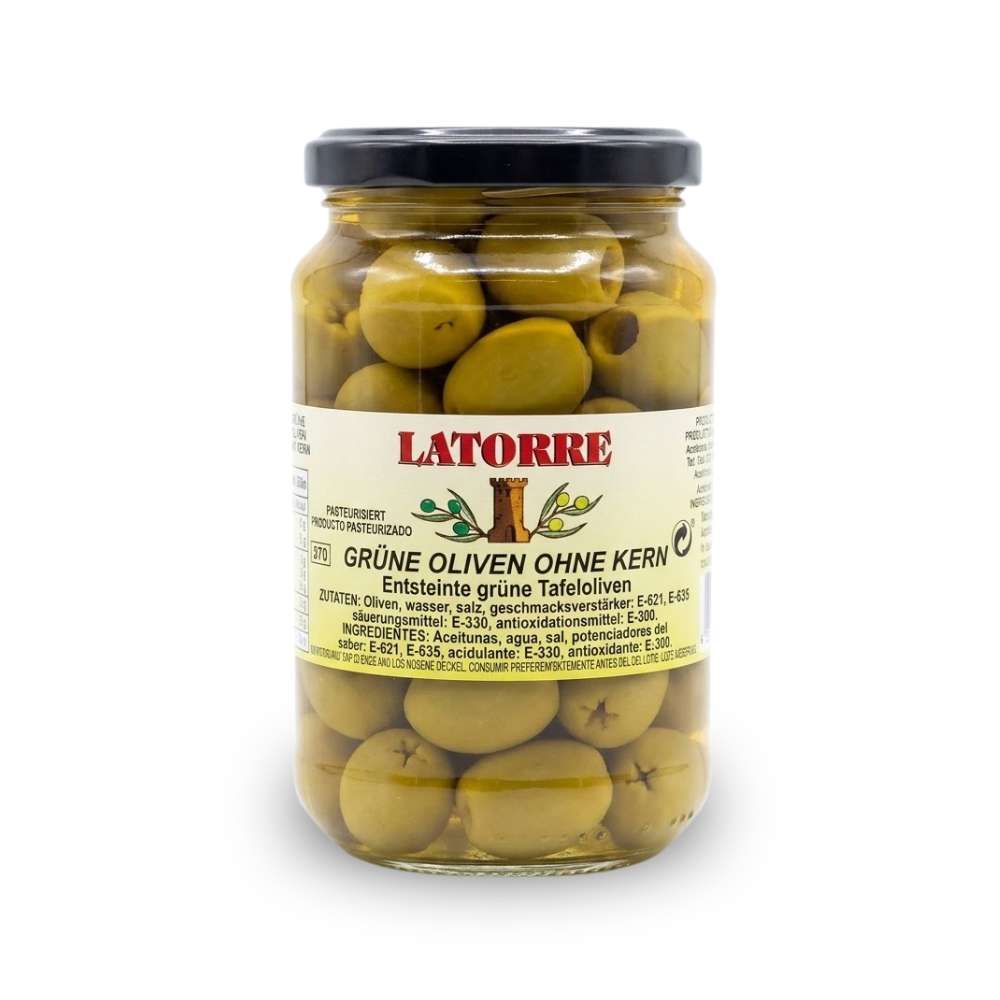 Grüne spanische Oliven mit Anchovis-Geschmack – traditionelle Delikatesse